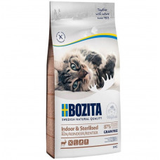 Bozita Grain Free Indoor & Sterilized Reindeer, 2kg - bezgraudu sausā barība ar ziemeļbriedi sterilizētiem kaķiem
