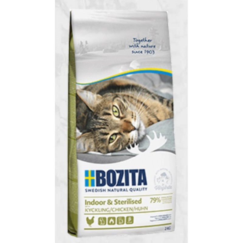 Bozita Indoor & Sterilized Chicken, 2kg - sausā barība ar vistu sterilizētiem kaķiem