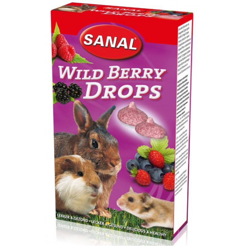 SANAL Wild Berry Drops, 45g - multivitamīnu kārums ar meža ogām grauzējiem