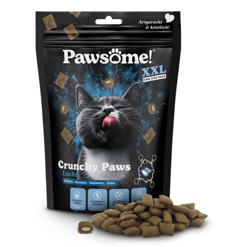 Pawsome! Crunchy Paws Lachs, 150g - bezgraudu spilventiņi ar laša pildījumu 