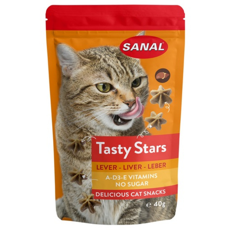 Sanal Tasty Stars Liver, 40g - mīkstas zvaigznītes ar aknām