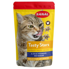 Sanal Tasty Stars Poultry, 40g - mīkstas zvaigznītes ar vistu