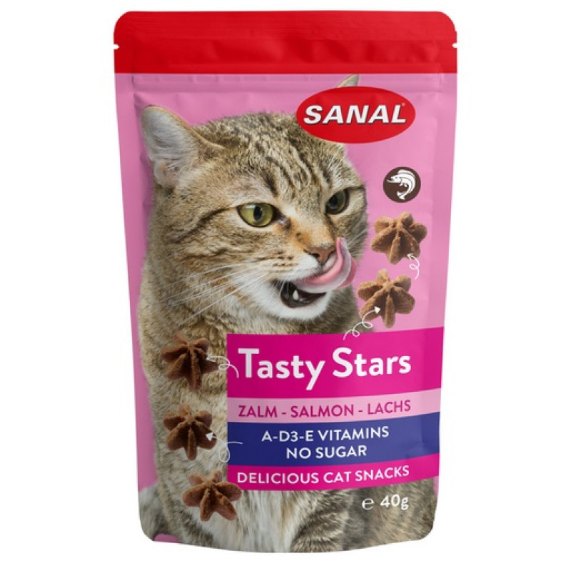 Sanal Tasty Stars Salmon, 40g - mīkstas zvaigznītes ar lasi