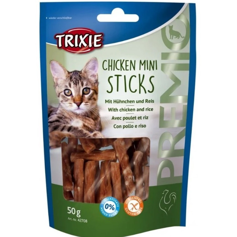 TRIXIE Premio Mini Sticks, 50g - mīkstas desiņas ar vistu un rīsiem