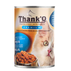 ThankQ Cat Premium Fish, 415g - gabaliņi mērcē ar zivi pieaugušiem kaķiem