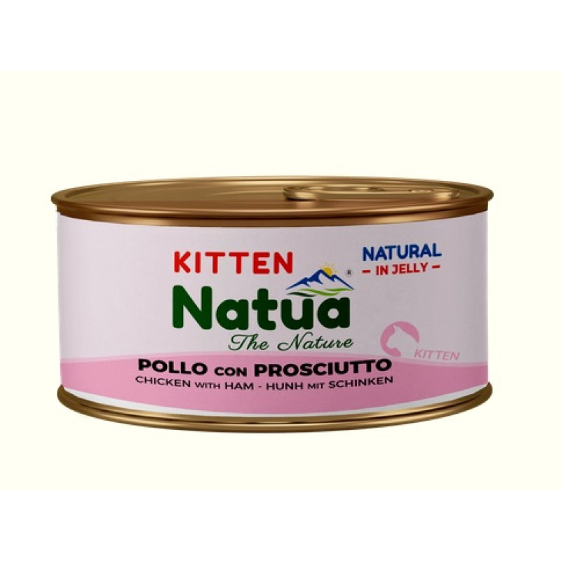 Natua Cat Chicken with Ham Jelly Kitten, 85g - vista ar šķiņķi želejā kaķēniem