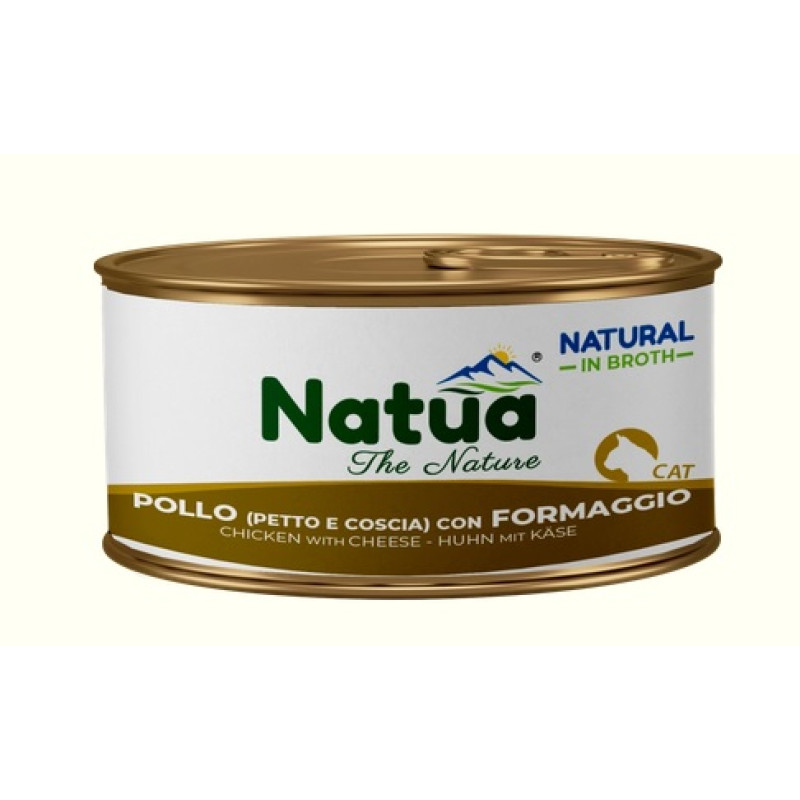 Natua Cat Chicken (Breast and Thigh) with Cheese Broth, 85g - vistas krūtiņa un augšstilbs ar sieru buljonā