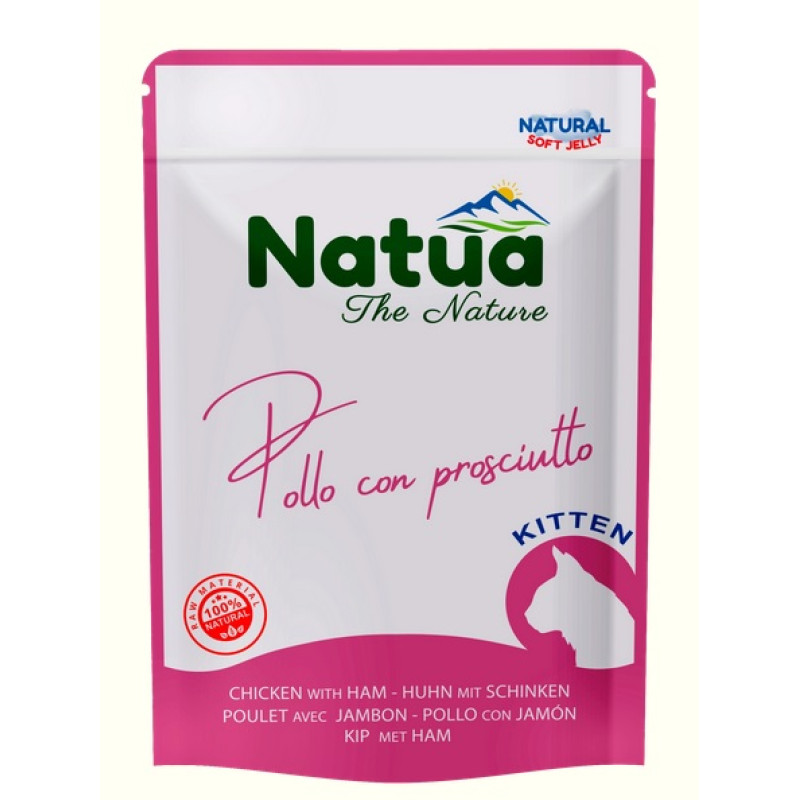 Natua Cat Chicken with Ham Soft Jelly Kitten, 70g - vista ar šķiņķi mīkstajā želejā kaķēniem