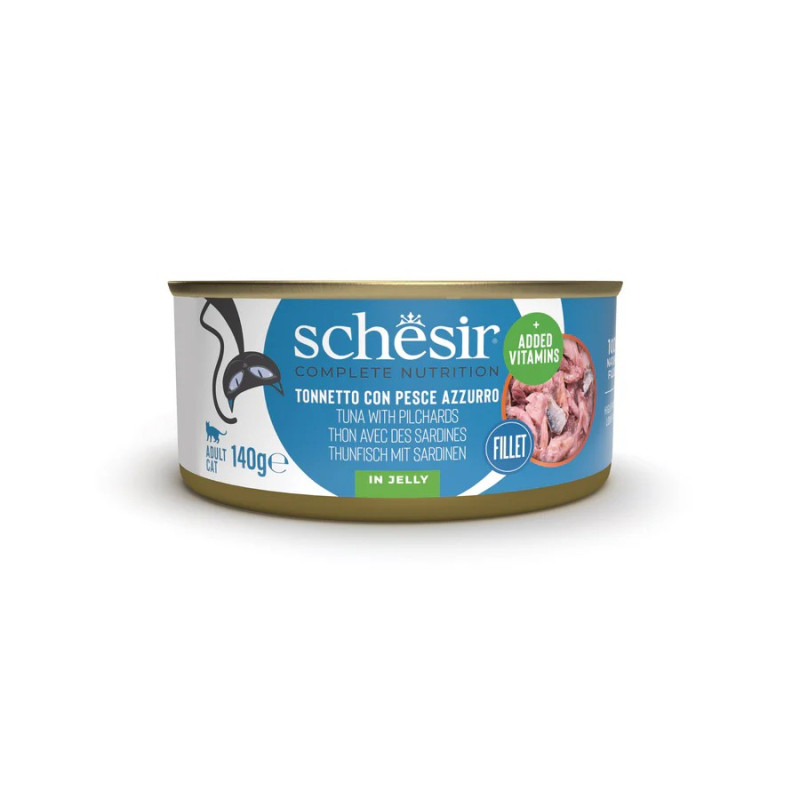 Schesir Cat Tuna with Pilchards, 140g -  kompleksā barība tuncis un sardīnes želejā