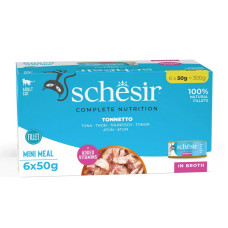 Schesir Cat Tuna in Broth, 6x50g - pilnvērtīgā barība - tuncis buljonā