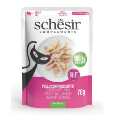 Schesir Cat Chicken and Ham In Jelly, 70g - дополнительное питание - курица и ветчина в желе