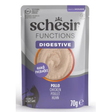 Schesir Cat Functions Mousse Digestive Chicken, 70g - pilnvērtīgā barība - uzputenis kaķiem ar jutīgu gremošanu