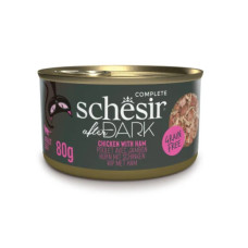 Schesir After Dark Chicken with Ham, 80g - pilnvērtīgā barība - vista un šķiņķis buljonā