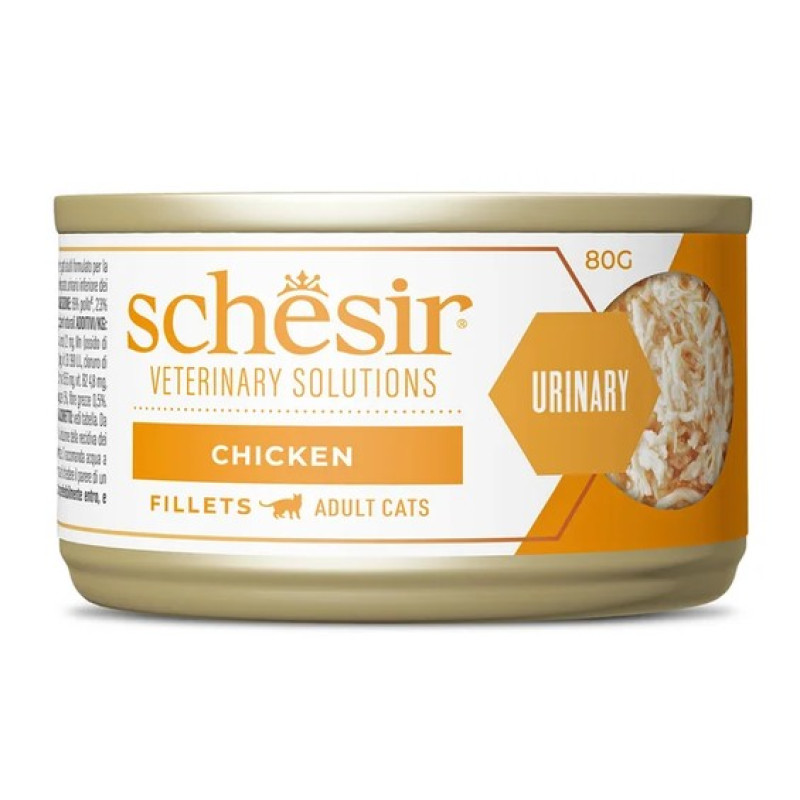 Schesir Cat Veterinary Solutions Urinary Chicken Fillets, 80g - veterinārā diēta urīnceļiem - vistas fileja buljonā