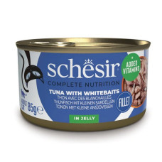 Schesir Cat Tuna with Whitebaits in Jelly, 85g - полноценное питание - тунец и снетки в желе