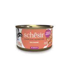 Schesir Cat Salmon in Broth, 85g - pilnvērtīgā barība - lasis buljonā