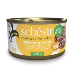 Schesir Cat Tuna with Surimi in Jelly, 85g - pilnvērtīgā barība - tuncis un surimi želejā