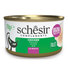 Schesir Cat Chicken in Broth, 70g - papildbarība - vista buljonā