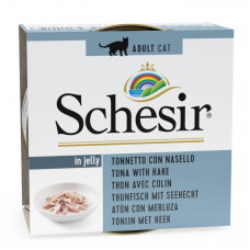 Schesir Cat Tuna with Hake, 85g - tuncis un heks želejā