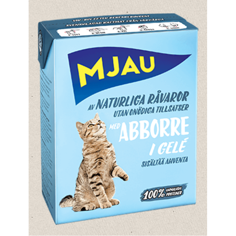 Mjau Abborre Gele, 380g - bezgraudu gaļas gabaliņi ar asari želejā