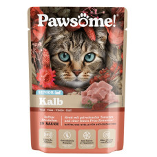 Pawsome! Senior Kalb, 85g - bezgraudu gaļas gabaliņi ar teļu mērcē senjoriem
