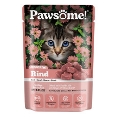 Pawsome! Junior Rind, 85g - bezgraudu gaļas gabaliņi ar liellopu mērcē kaķēniem