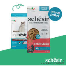 Schesir Sterilized Fish, 10kg - bezgraudu sausā barība ar svaigu zivi sterilizētiem kaķiem un kaķiem ar lieko svaru