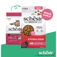 Schesir Sterilized Ham, 400g - bezgraudu sausā barība ar šķiņķi sterilizētiem kaķiem un kaķiem ar lieko svaru