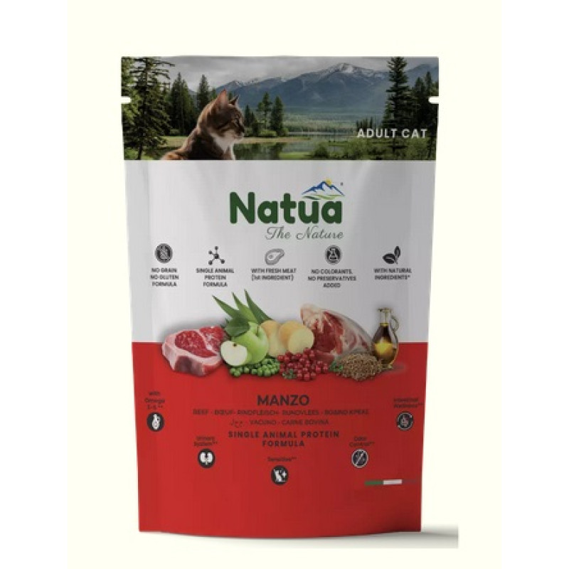Natua Adult Beef, 350g - bezgraudu monoproteīna sausā barība ar liellopu pieaugušiem kaķiem