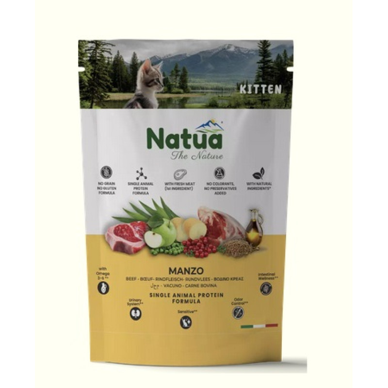 Natua Kitten Beef, 350g - bezgraudu monoproteīna sausā barība ar liellopu kaķēniem