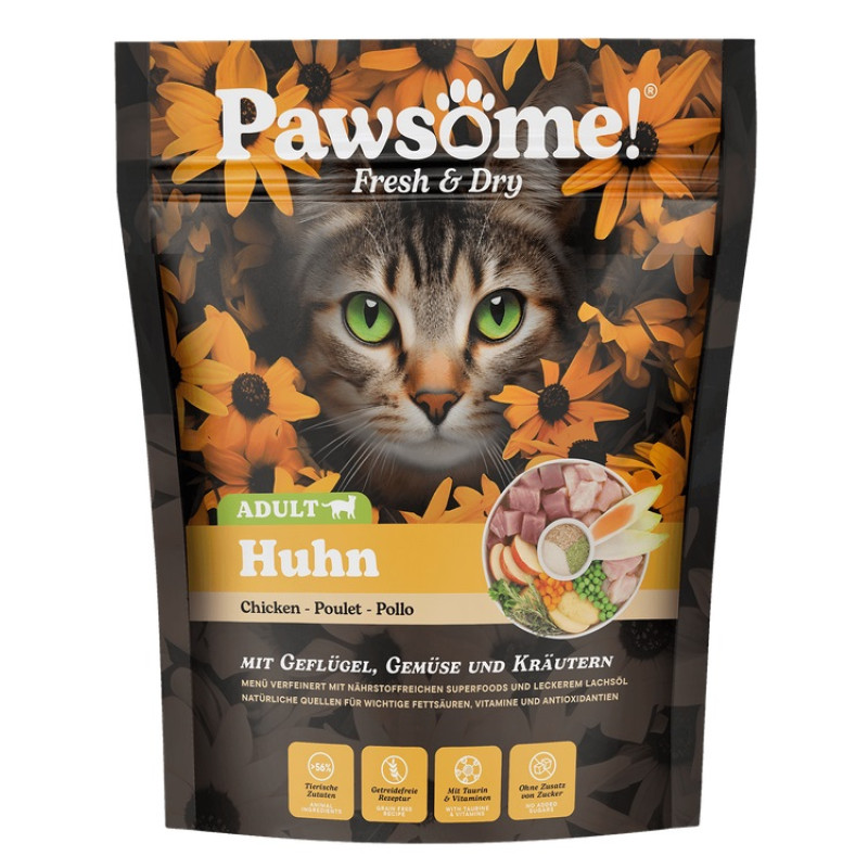 Pawsome! Adult Huhn, 750g - bezgraudu sausā barība ar vistu pieaugušiem kaķiem
