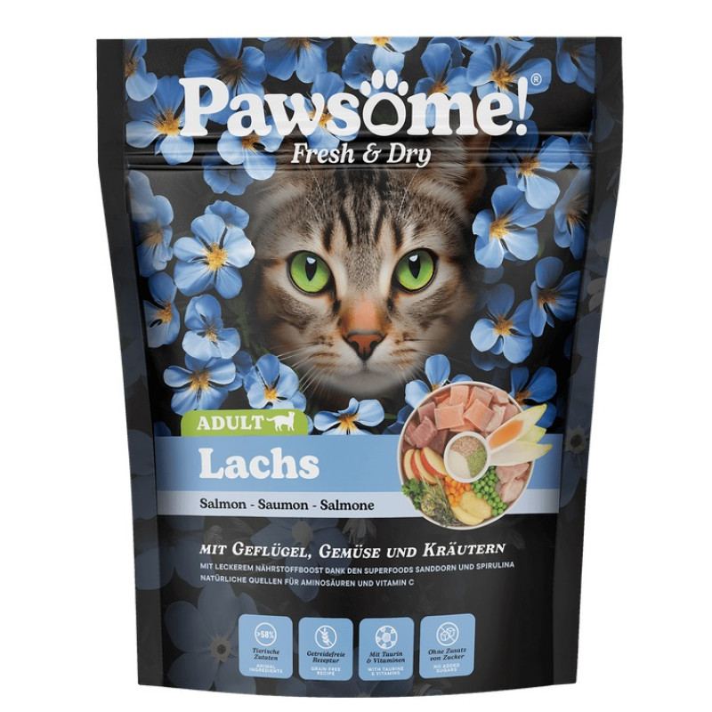Pawsome! Adult Lachs, 750g - bezgraudu sausā barība ar lasi pieaugušiem kaķiem