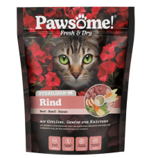 Pawsome! Sterilized Rind, 750g - bezgraudu sausā barība ar liellopu sterilizētiem kaķiem