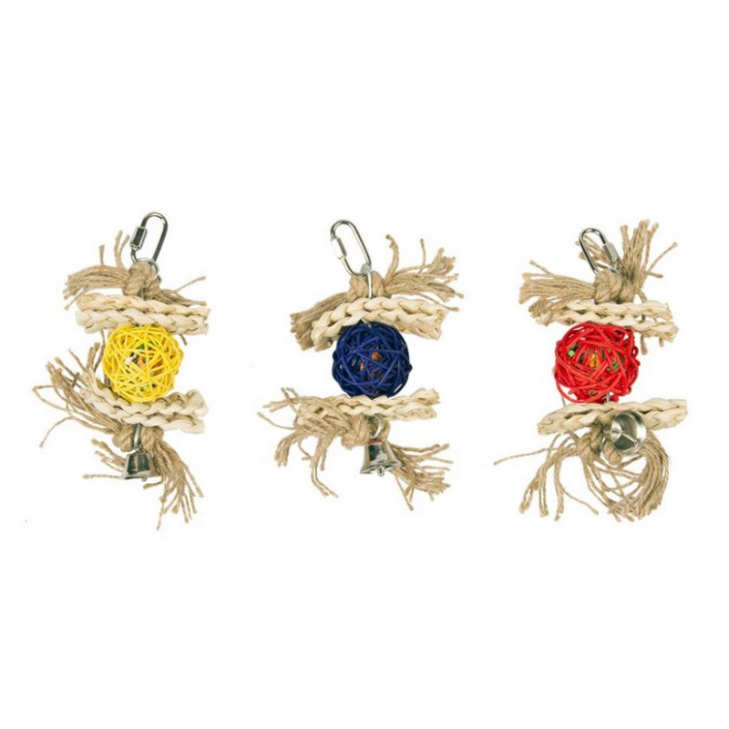 Duvo Plus Wicker Ball With Bell&Sisal - rotaļlieta maziem un vidējiem papagaiļiem