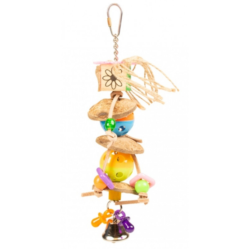Duvo Plus Toy With Cocos and Bells, 27.5cm - rotaļlieta vidējiem un lieliem papagaiļiem