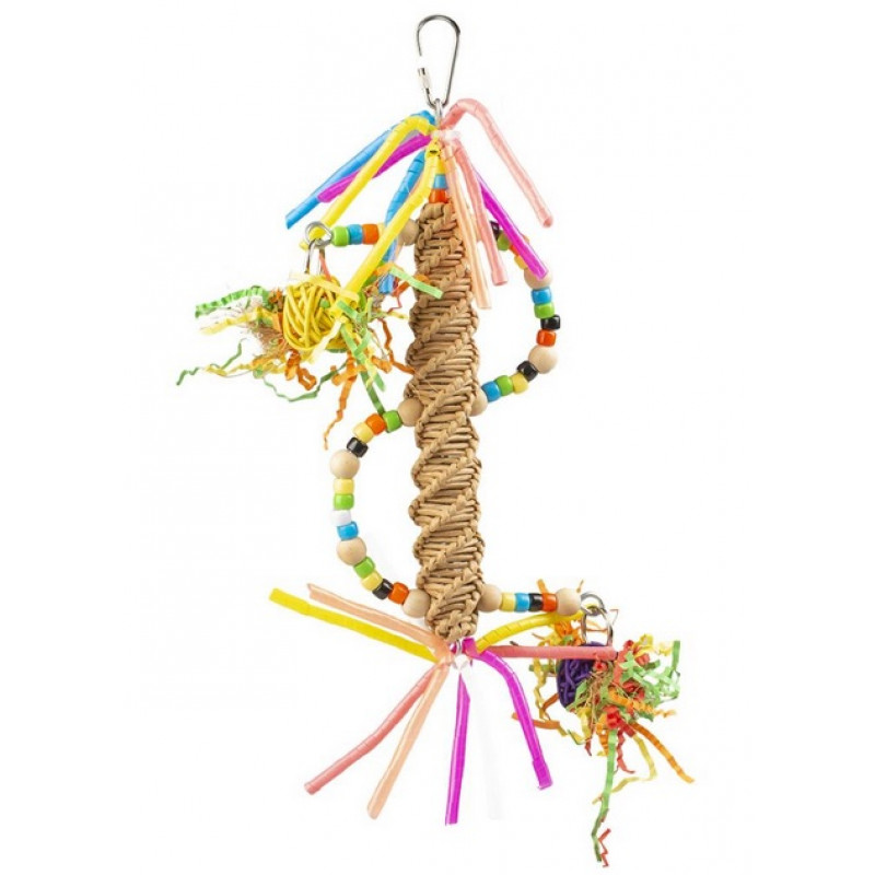 Duvo Plus Spiral pendant in straw, 25,5cm - rotaļlieta vidējiem un lieliem papagaiļiem