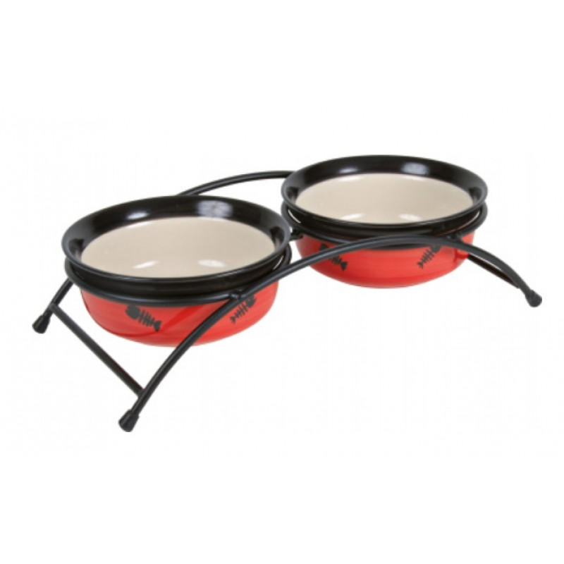 Trixie Bowl Set, 2*250ml - statīvs ar keramiskām bļodām