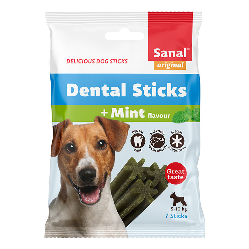 Sanal Dog Dental Sticks Small, 7gb/105g - košļājamas nūjiņas ar piparmētru zobu kopšanai mazo šķirņu suņiem