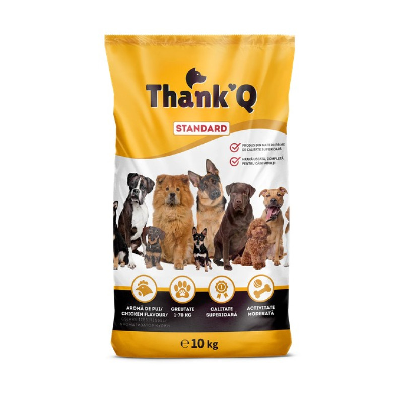 ThankQ Dog Standart Chicken, 10kg - sausā barība ar vistu pieaugušiem suņiem