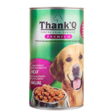 ThankQ Dog Premium Liver, 1240g - gabaliņi mērcē ar aknām pieaugušiem suņiem