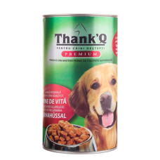ThankQ Dog Premium Beef, 1240g - gabaliņi mērcē ar liellopu pieaugušiem suņiem