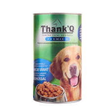 ThankQ Dog Premium Game, 1240g - gabaliņi mērcē ar mēdījumu pieaugušiem suņiem