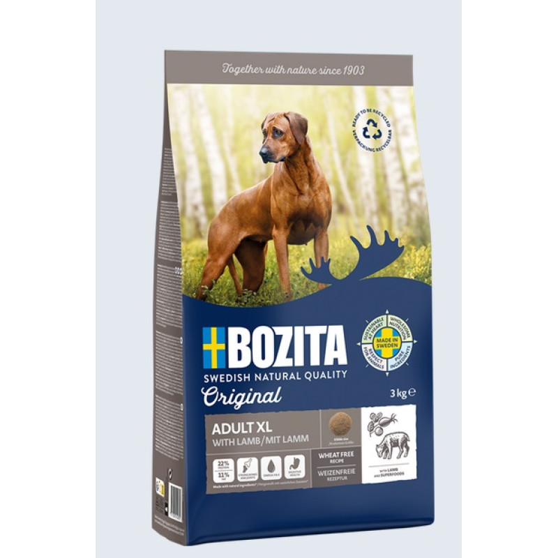 Bozita Original Adult XL, 12kg - bezkviešu barība pieaugušiem lielu šķirņu suņiem