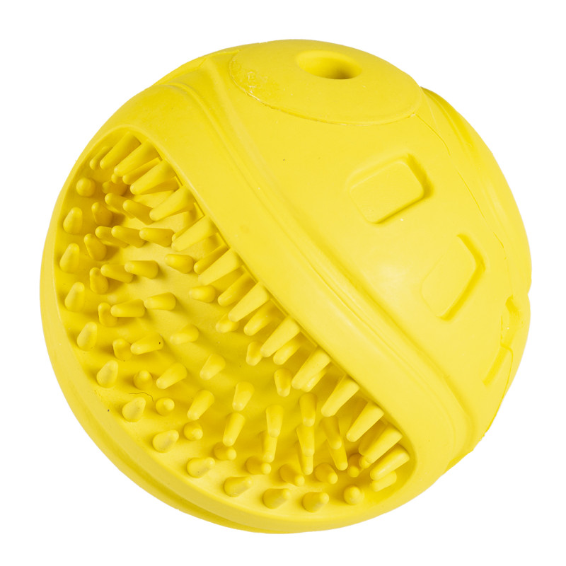 Duvo Plus Rubber giggle ribble ball yellow, 8,5cm - gumijas bumba ar jautru skaņu