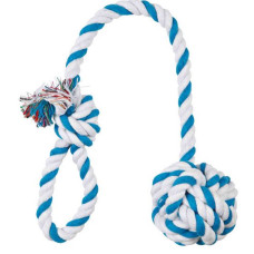 Trixie Playing Rope with Woven-in Ball, ø 7/50cm - kokvilnas striķis
