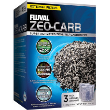 Fluval Zeo-Carb, 3*150g - daudzfunkcionāls ceolīta granulu un aktīvetās ogles maisījums ķīmiskai ūdens attīrīšanai