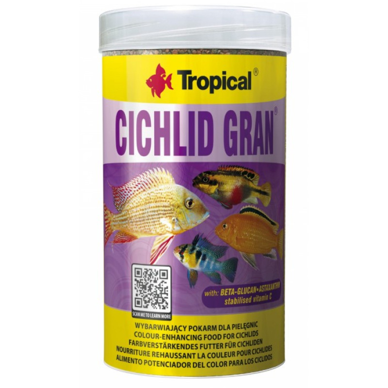 Tropical Cichlid Gran, 1L/550g - grimstošas, krāsu pastiprinošas granulas cihlīdām