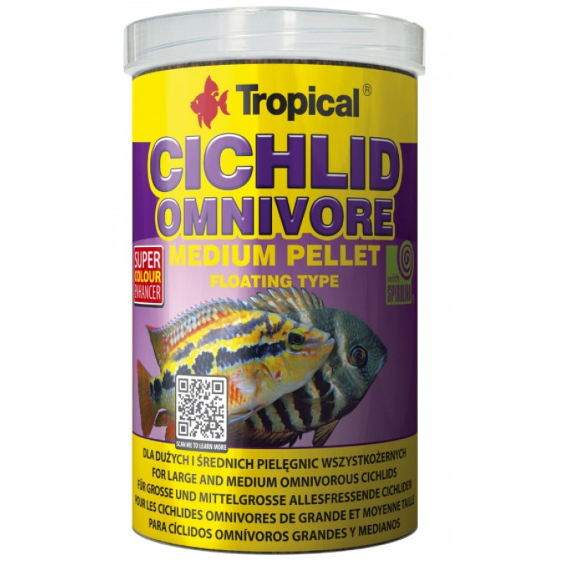 Tropical Cichlid Omnivore M, 5L/1.8kg - peldošas, krāsu pastiprinošas granulas visēdāju cihlīdām