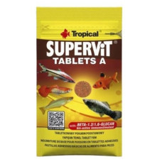 Tropical Supervit Tablets A, 24tbl - pamatbarība tabletēs zivīm, ūdens bruņurupučiem un gliemiežiem